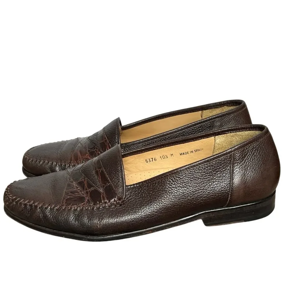 MAGNANNI Made in Spain Vintage Brown Crocodile Loafer Vero Cucio US Size 10.5 M